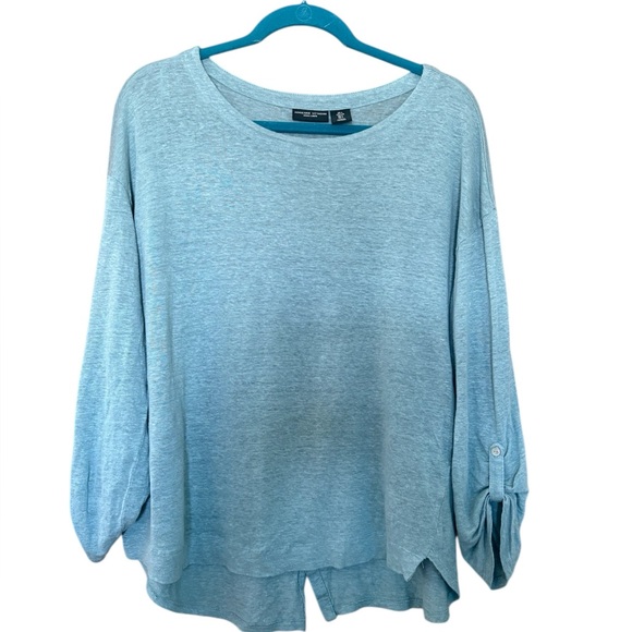 Adrienne Vittadini Tops - Large Sage Green Adrienne Vittadini Boatneck Linen Roll Tab Sleeve Top
